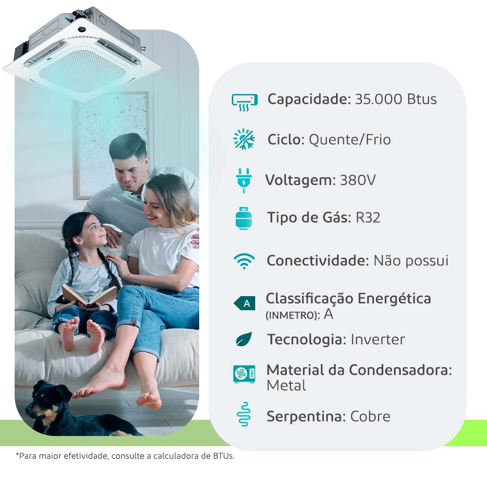 Ar-condicionado Split Cassete Inverter Fujitsu 35.000 BTUs 380V